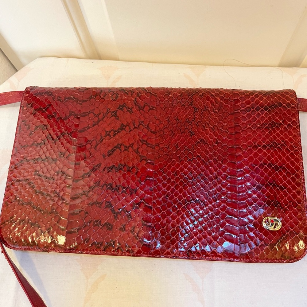 Vintage Python Leather Convertible Shoulder Bag - image 3